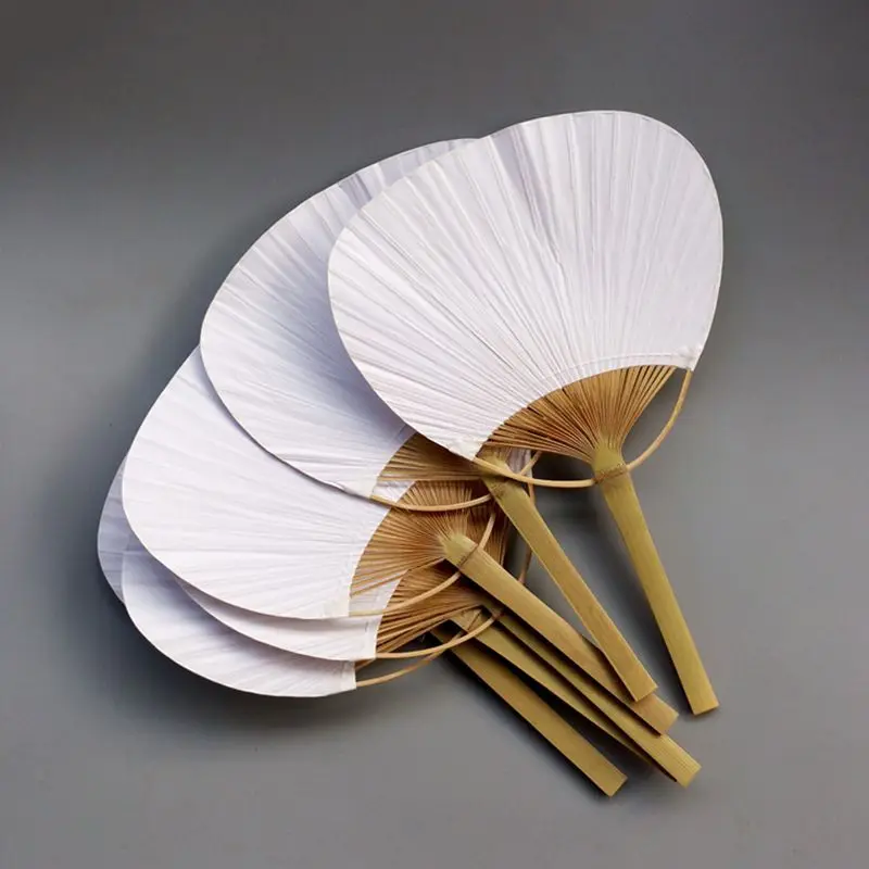 Diy fan Wholesale Pai pai bambu Pure white bamboo handle blank calligraphy painting blank group fan white fans summer fans weddi