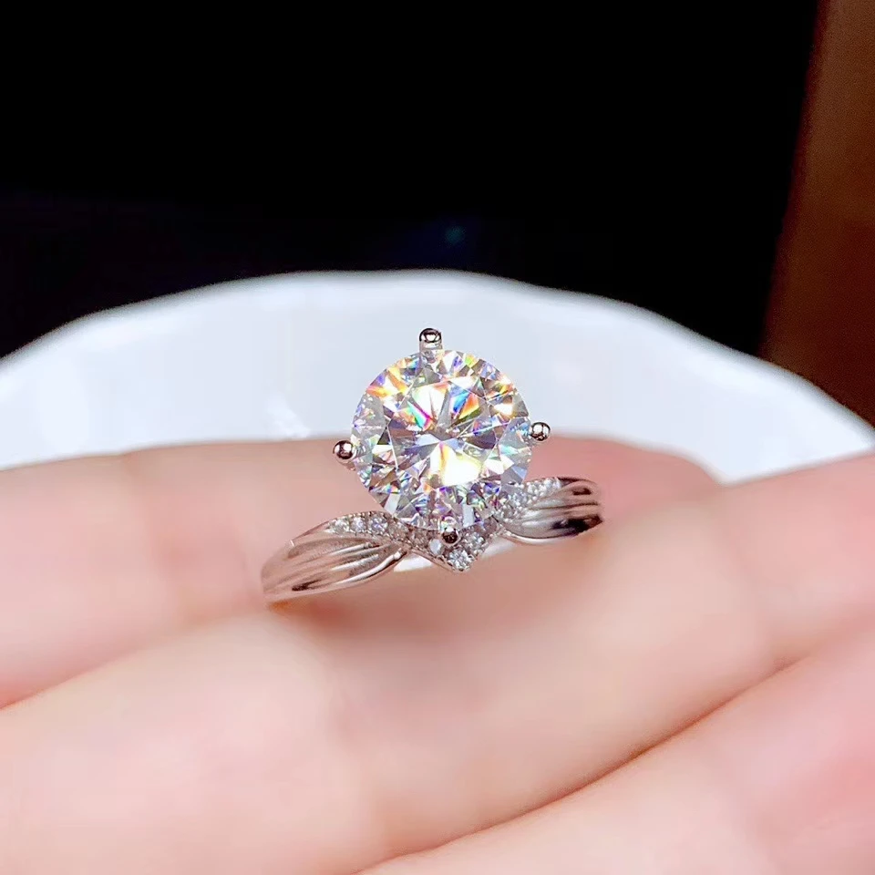 crown style crackling moissanite ring for women jewelry engagement ring for wedding 925 sterling silver ring birthday gift