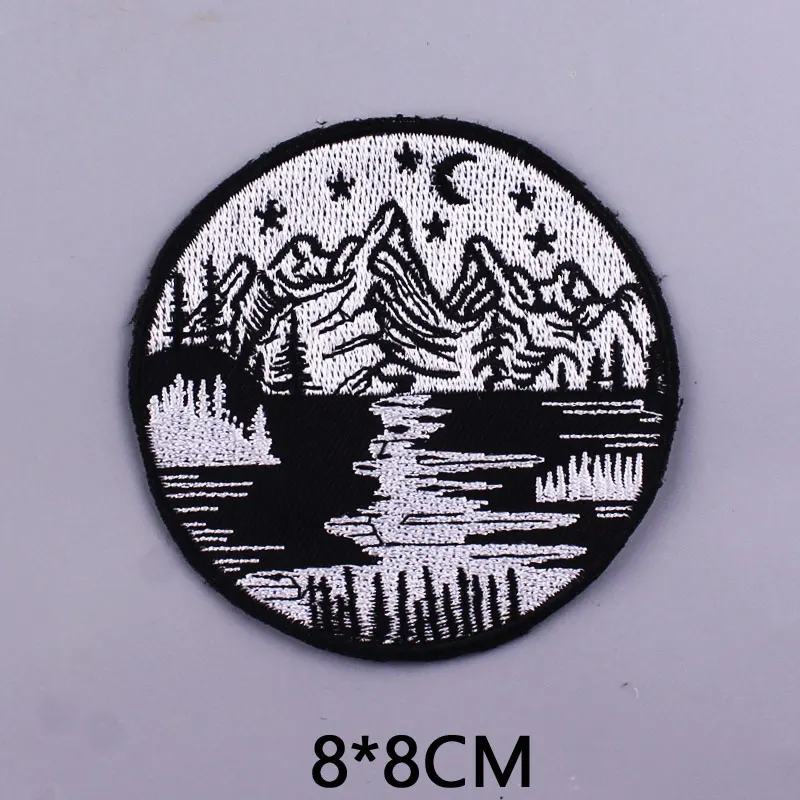 Scenery Patch Sun Mountain Iron On Patches For Clothes Round Patch Embroidered Patches For Clothing Ironing Stickers Van Gogh