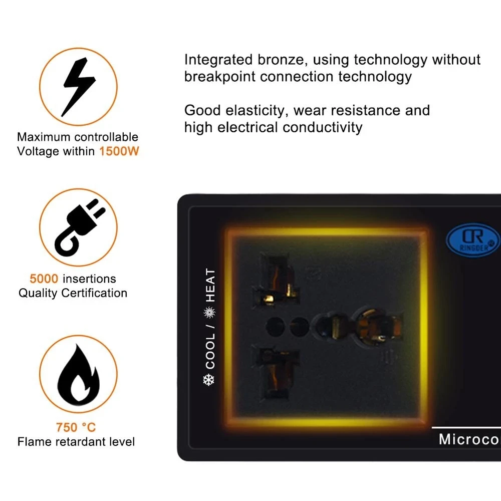 Controlador de temperatura Digital LCD, termostato para Control de enfriamiento de calefacción con Sensor de temperatura NTC, superficie de espejo, 105-240V