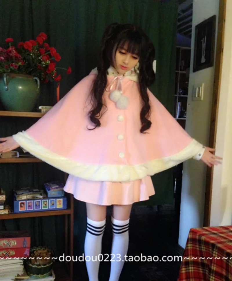Japanese soft sister Lolita cute bear ear coat cloak princess tea party sweet kawaii girl college student style palace clock