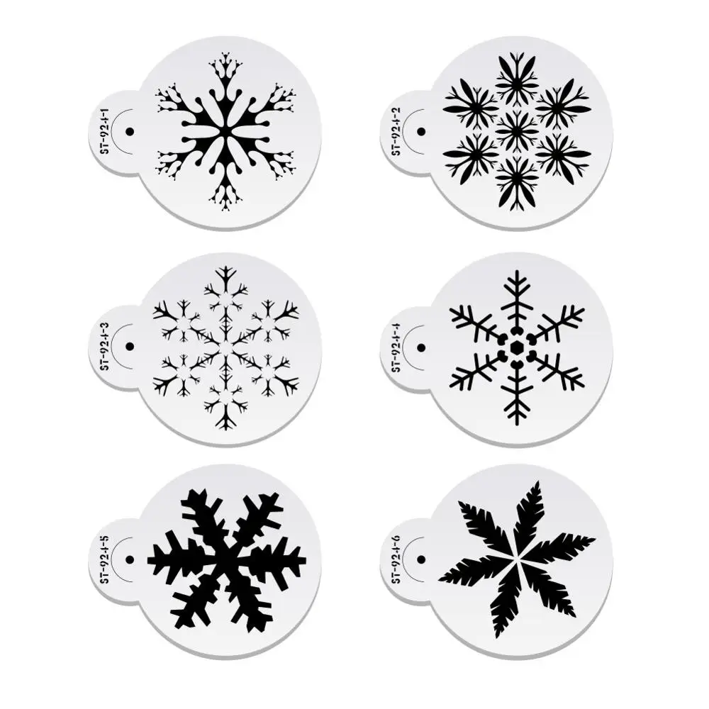 6pcs/lots Christmas Different SnowFlake Design Cookies Stencil Candy Template Coffee Decor Stencil Cake Decorating Tools ST-924