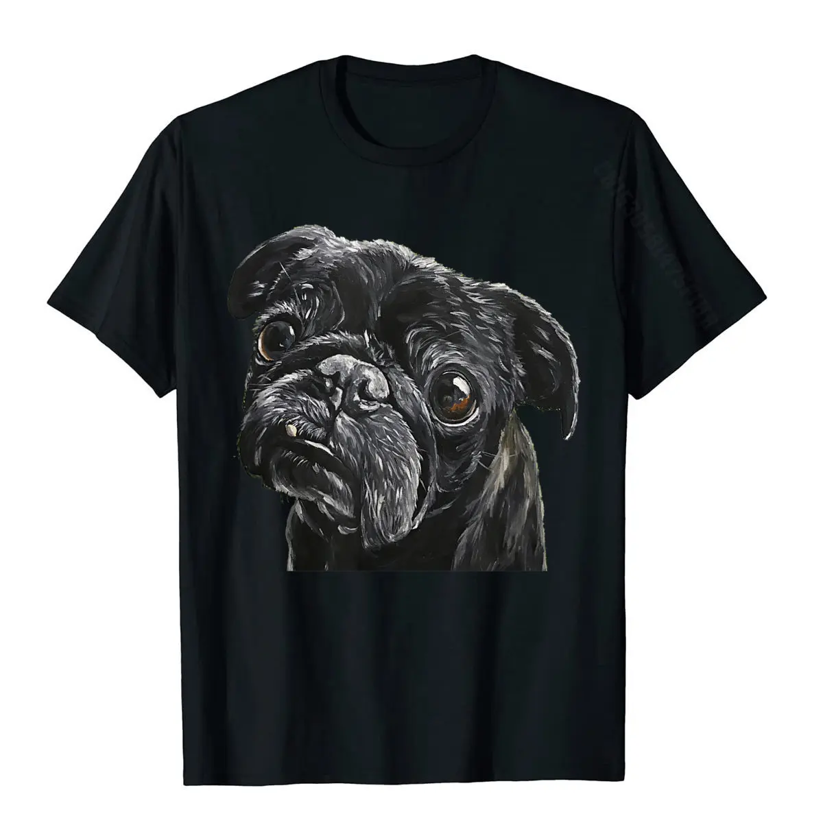 Pug Shirt. Black Pug T-Shirt T Shirts For Men Printing Tops Tees Fashionable Summer Cotton