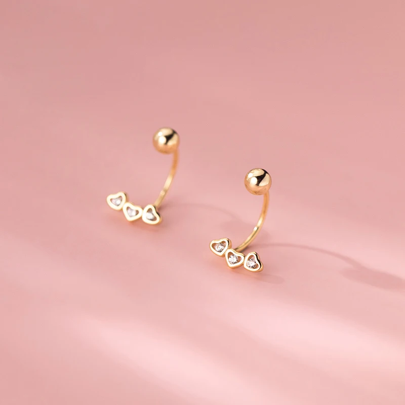 KAMIRA Real 925 Sterling Silver Fashion Love Heart Spiral Bead Stud Earrings for Women Party Unique Exquisite Sweet Jewelry Gift