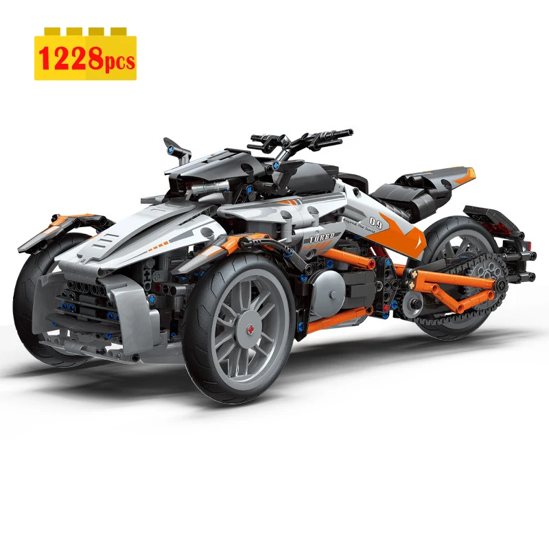 

MOC Idea Motorcycle Vehicle Technical Building Blocks Model City Racing Car Brick 1228pcs Assembling DIY Toys For Children