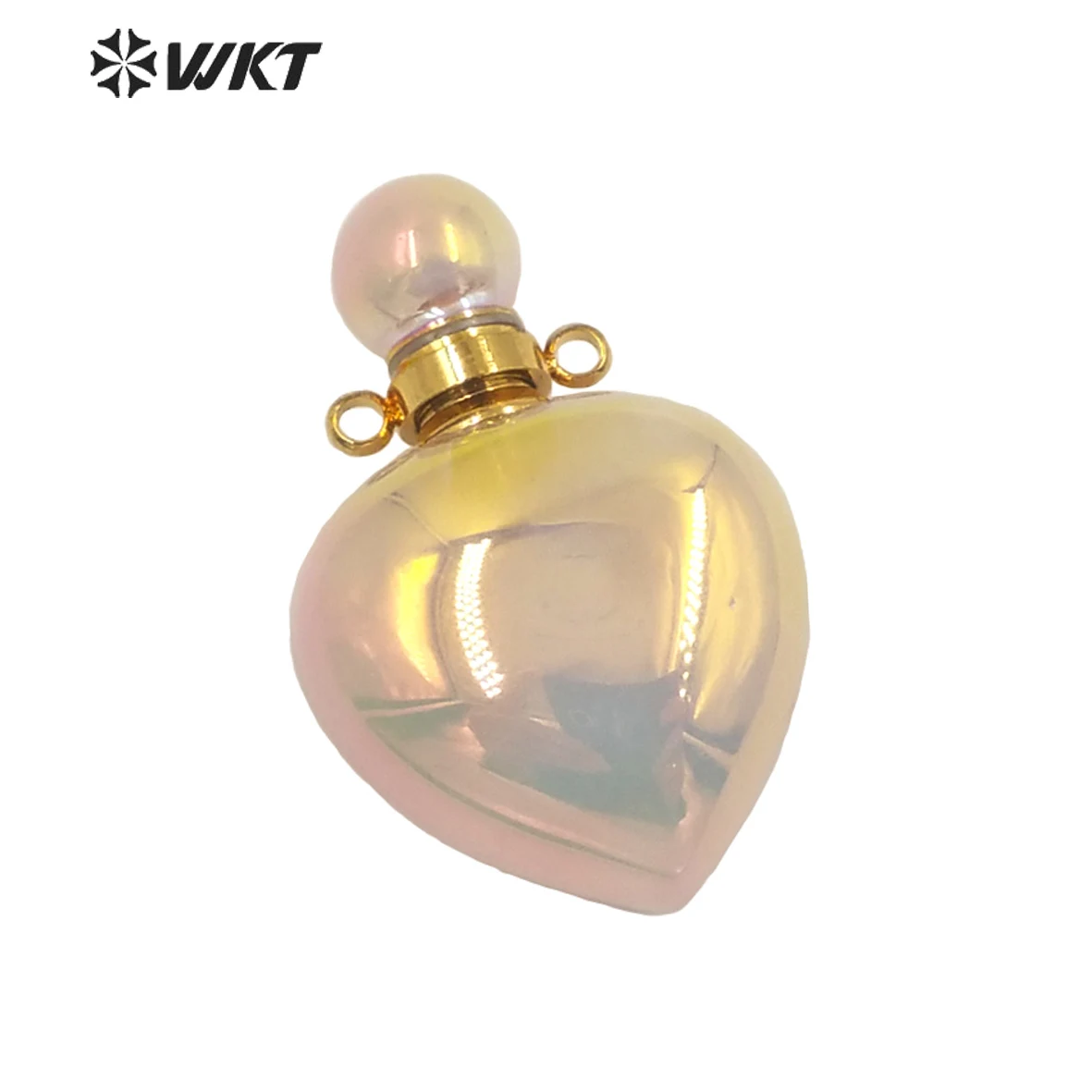 

WT-P1647 Оптовая продажа, новый цвет, натуральный розовый кварцевый камень с подвеской в виде сердца ауры, женская мода, золотой флакон духов