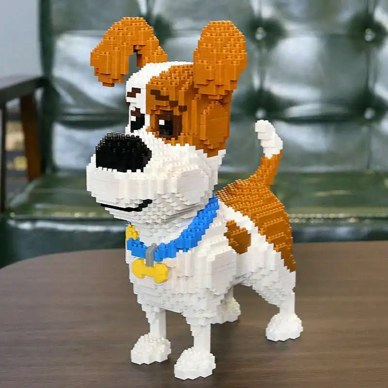 In stock Pet Dog Mike Animal 3D Model DIY Micro Diamond Mini Building Blocks Cartoon Bricks Assembly Toy Gift For Children 16013