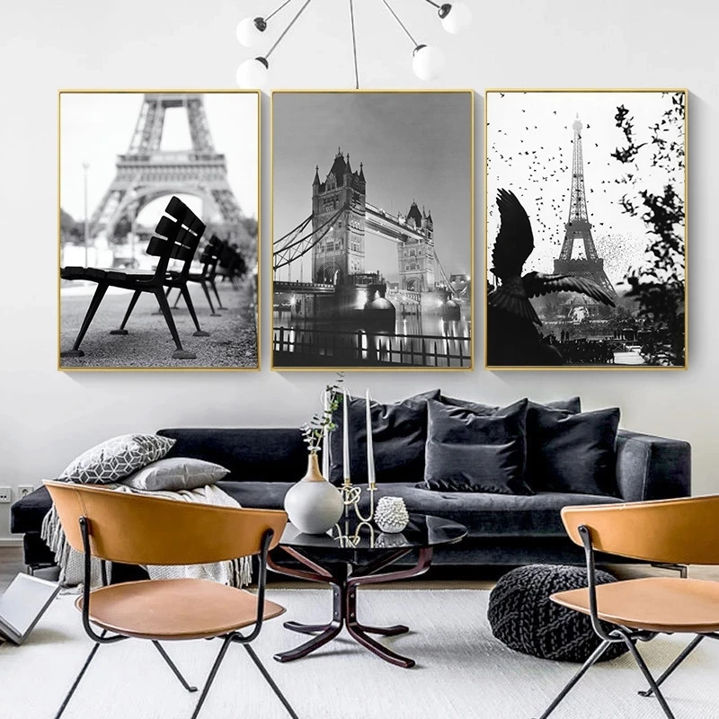 

Black White Brooklyn Bridge France Abstract Art Canvas Painting Living Room Bedroom Cafe Internet Nordic Style Wall Art Pict