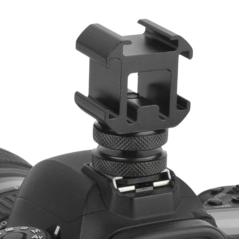 Adaptador de montagem de sapata tripla, adaptador com 3 lâmpadas led para câmera dslr e monitor de microfone