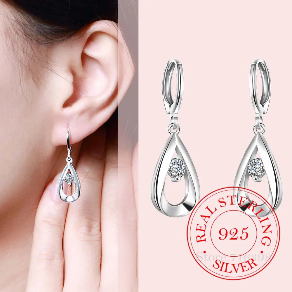 Koreański 925 Sterling Silver romantyczny kropla wody kryształ Vintage długie zwisające kolczyki Dangle dla kobiet 2020 biżuteria ślubna zaręczynowy — zdjęcie 5