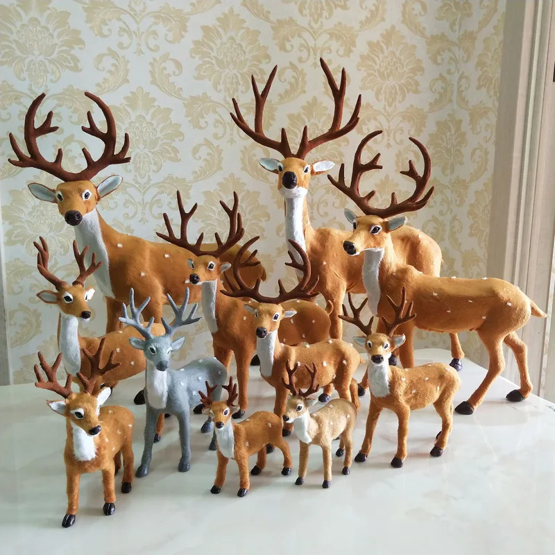 Elk Plush Christmas Deer Decorations for Home Ornament Simulation Reindeer Dolls  Garden Miniatures Figurines Props