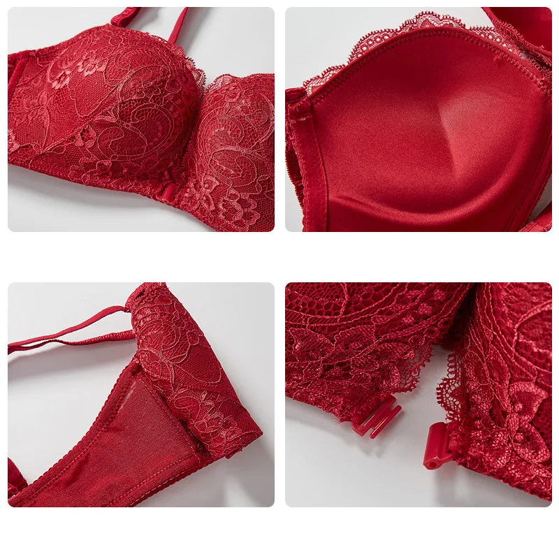 Elovegirl Seamless Lace Front Closure Push Up Bra Wireless Thin Cup Underwear For Women Lingerie Girl\'s Brassiere Comfort