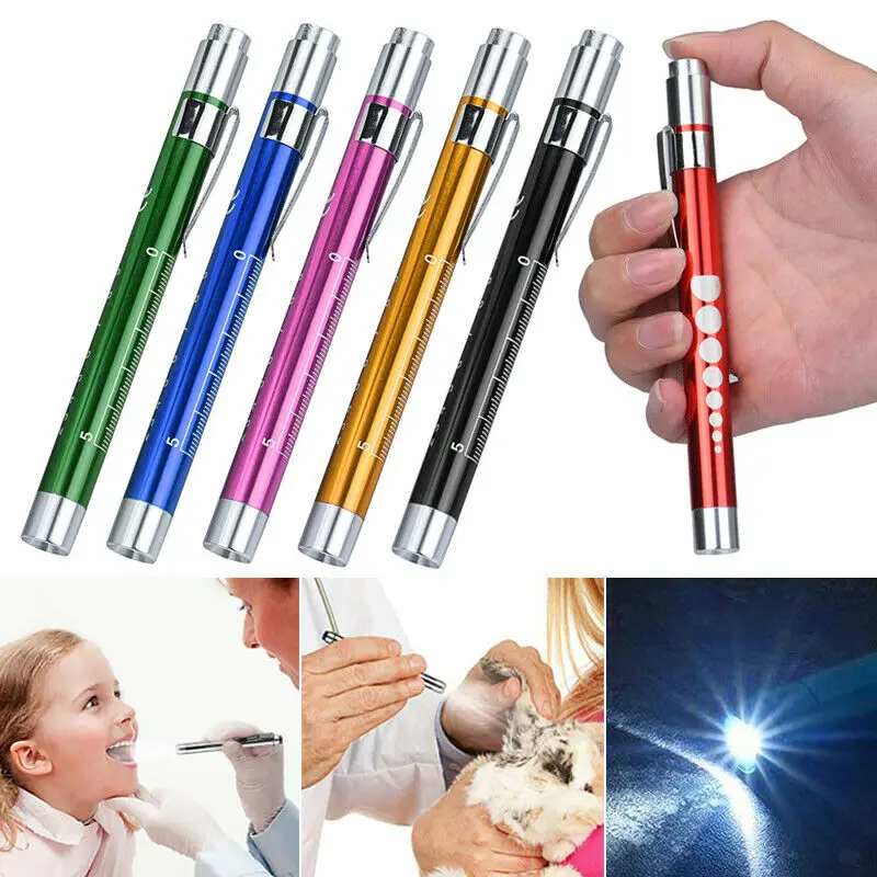 Portable LED Flashlight Work Pen Lights With Pupil Gauge Measurements Camping Tools Medical First Aid Pen Light Torch Lamp