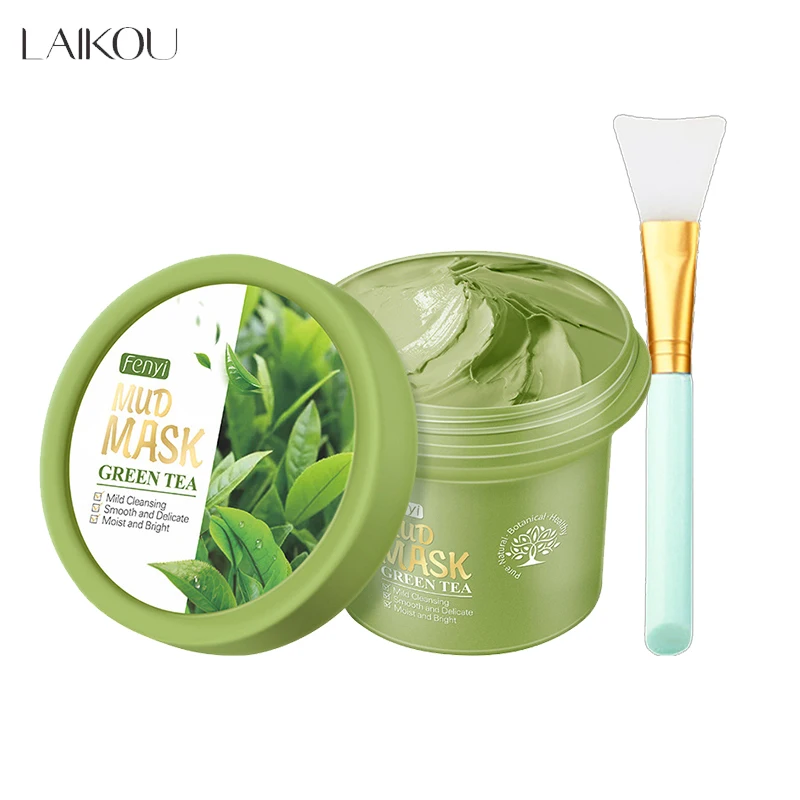 

LAIKOU Green Tea Mineral Mud Facial Mask Deep Cleaning Oil-Control Moisturizing Blackhead Remover Acne Treatment Pore Cleanser