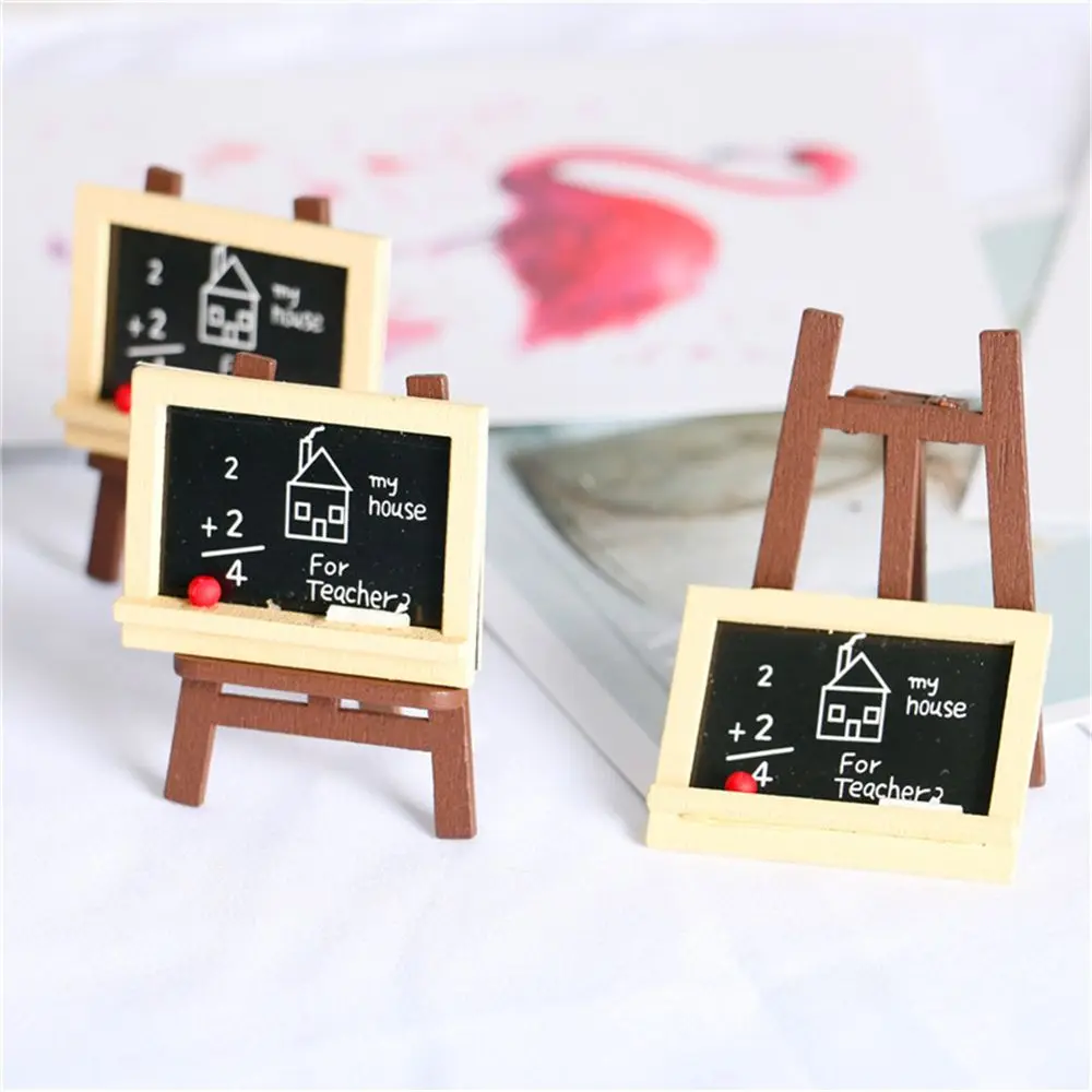 1:6/1:12 Scale Miniature Chalkboard Model Small Blackboard Wood Painting Easel Dollhouse Furniture Mini Ornament Accessories