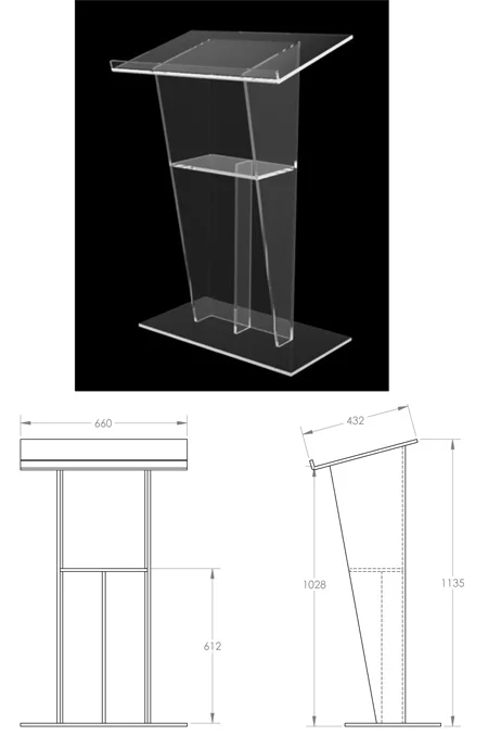 Free shipping organic glass stage the speaker's podium crystal acrylic lectern reception church platform office reception desk