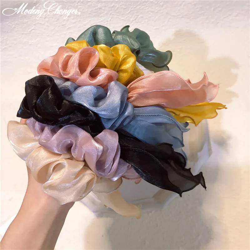 

Fashion Bow Streamers Hair Scrunchies Elastic Hair Band Satin Ribbon Ponytail Scarf Hairtie Hair Ring For Woman Hair Accessories