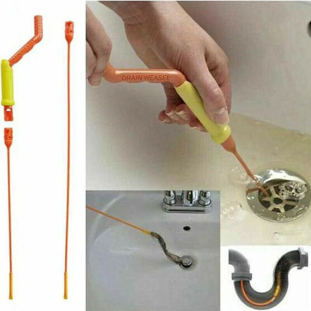 Slim Drain Cleaner Weasel Dredge Bathtub Sewer Hair Drainage Facility Clog Removal Tool Unclog Sink Tub Pipe Kitchen Bath Rod