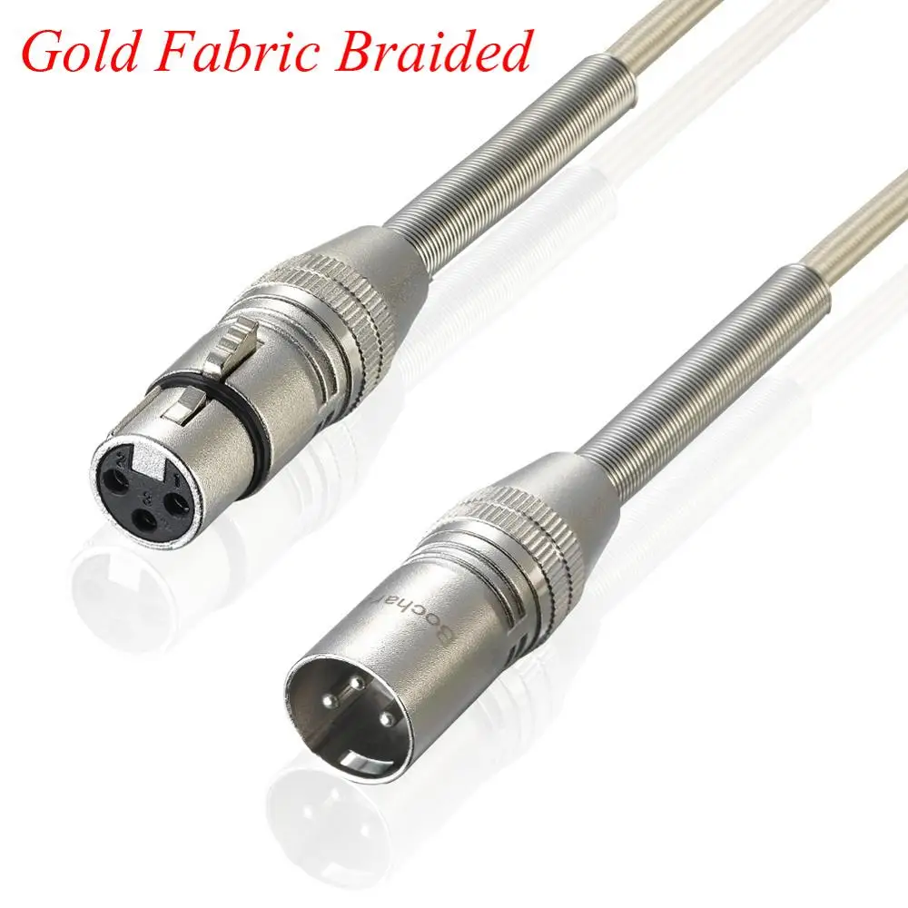 Bochara Gold Braided XLR Cable Male to Female M/F Dual Shielded With Spring Protection For Microphone Amplifier Mixer 10Pack