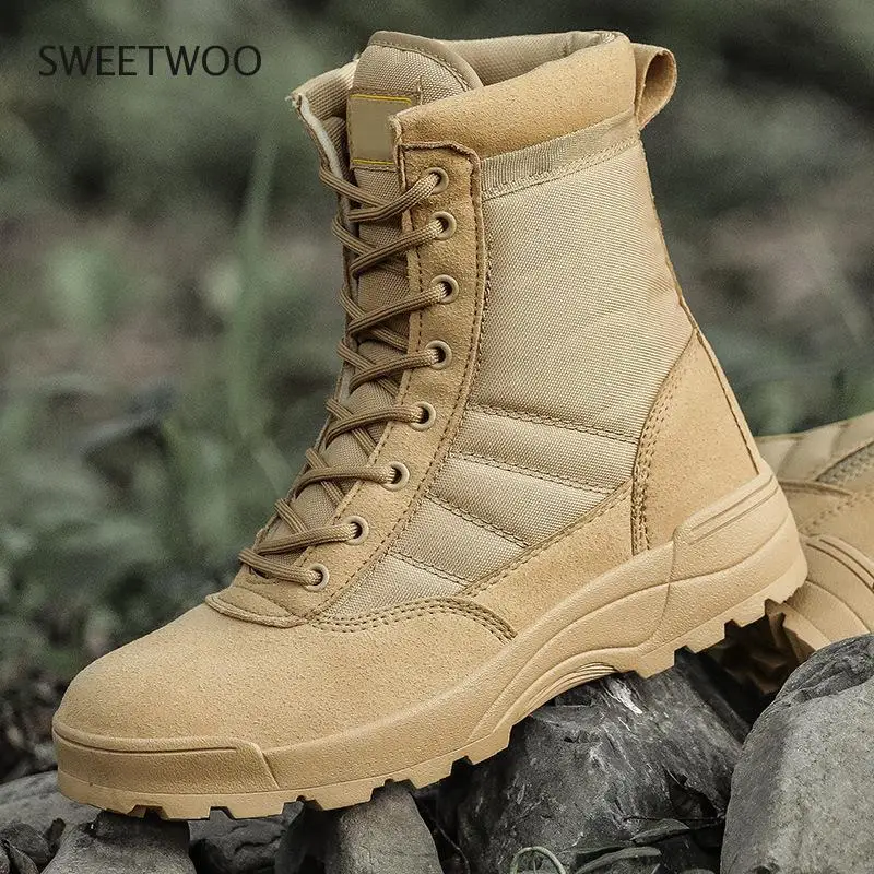 Winter Men's Cold-Proof Army Shoes Special Forces Desert Swat Combat Boots High-Top Tactical Training Army Outdoor Hiking Boots