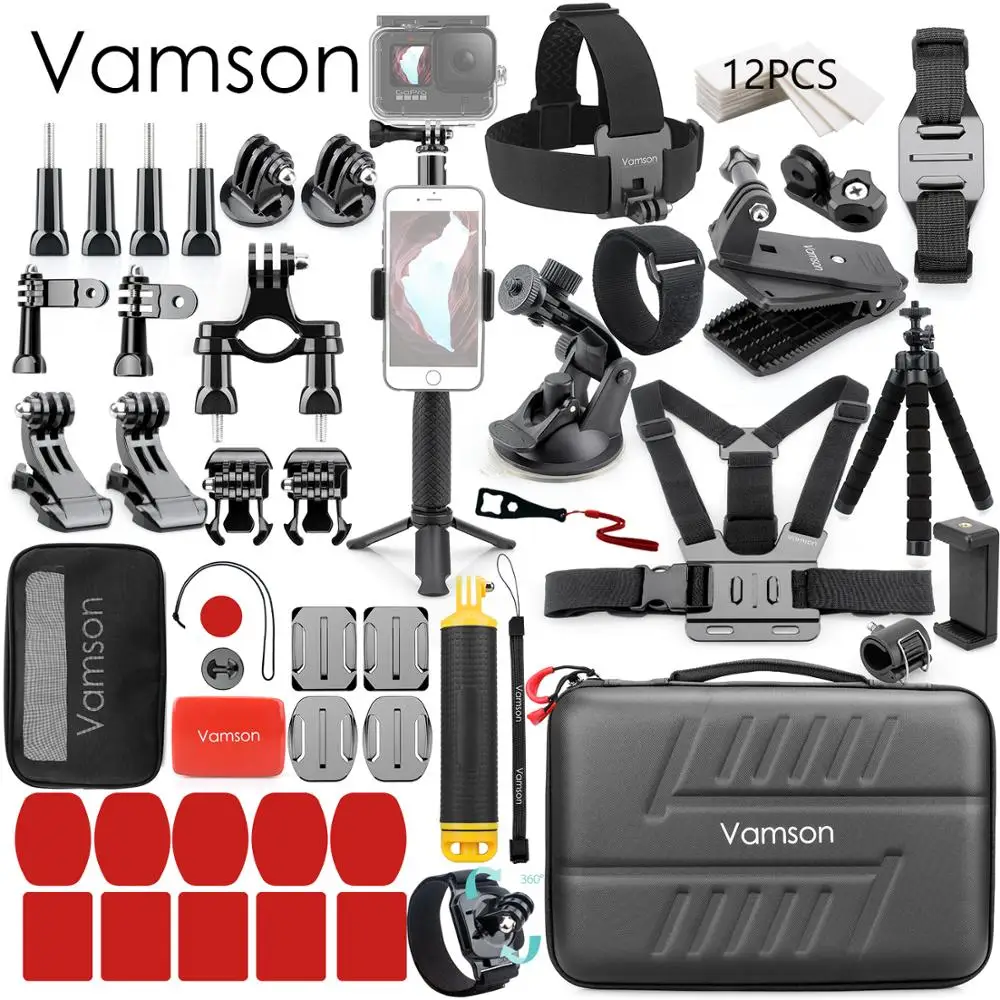 Vamson for Gopro 12 11 10 9 Accessories set for go pro hero 9 8 7 6 5 kit mount for Insta360 X3 X2 RS for DJI Osmo Action 3 VS84