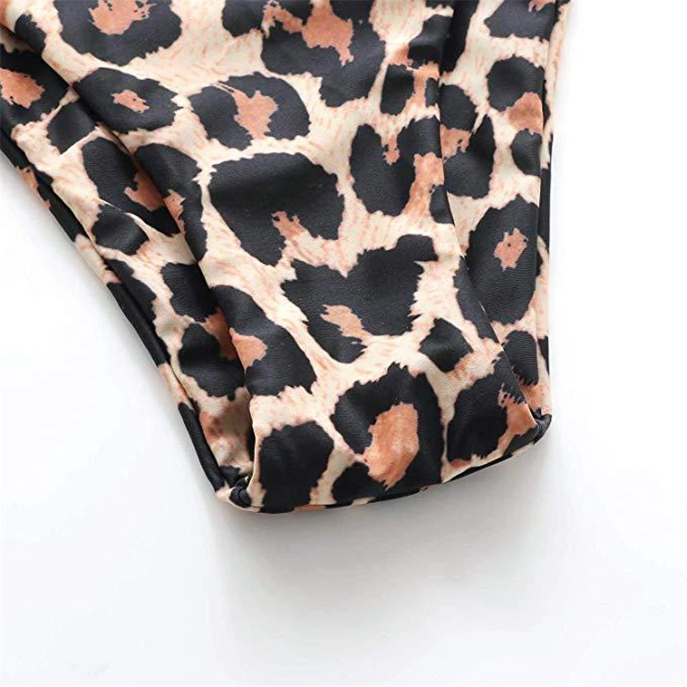 Cikini-sexy leopardo impressão biquíni terno para mulher, sutiã push up, cintura baixa, praia dividida, brasileiro, moda, novo, 2020