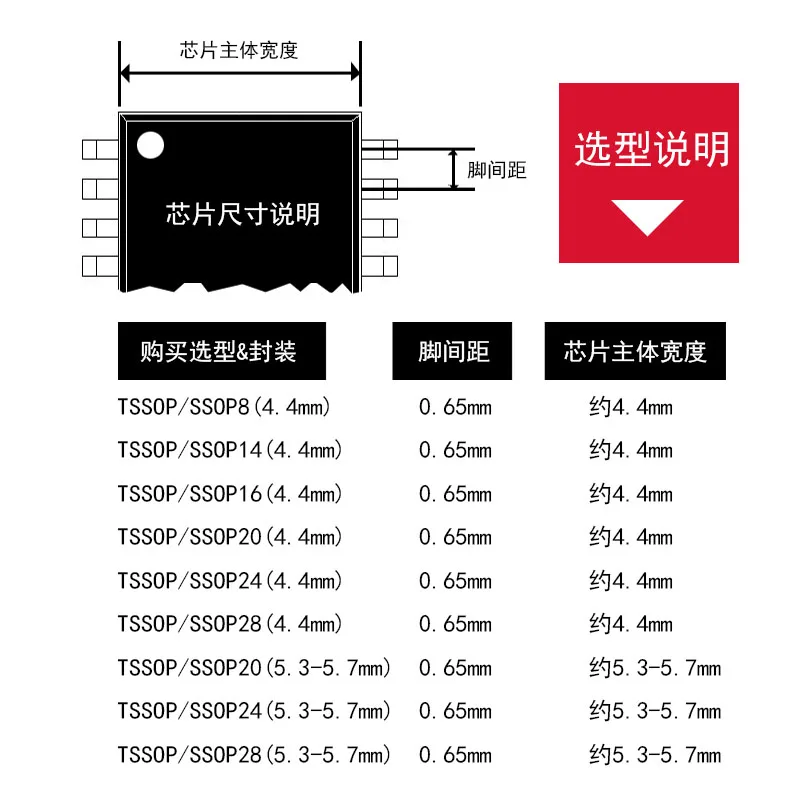 SSOP/TSSOP8 Burn-in Socket 14/16/20/24/28 to DIP Test Seat Patch IC Chip Adapter