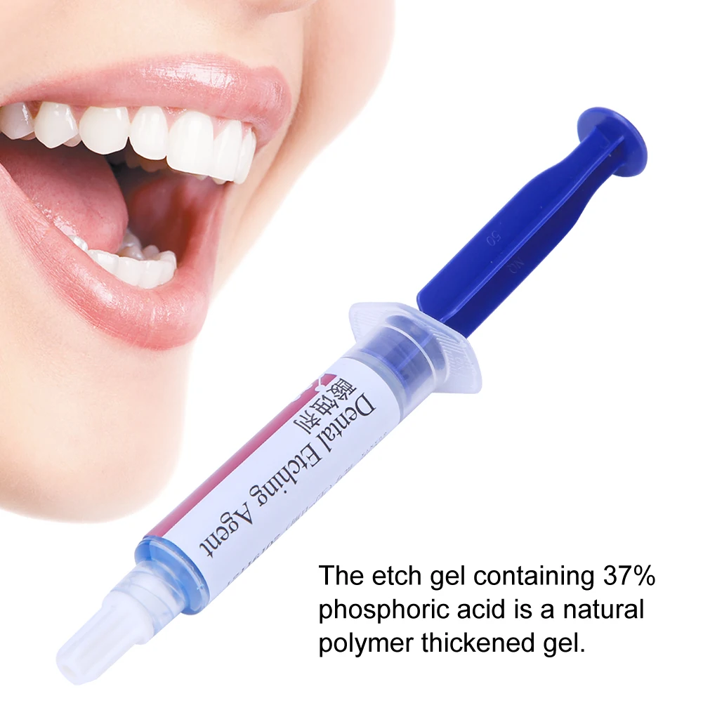 Dental Etching Agent 37% Phosphoric Acid Etch Polymer Thickened Semi-Gel Type Syringe Treat Enamel Dentin Teeth Care Kit Tools