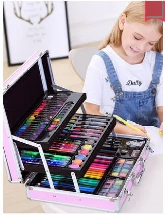 158pcs Art Set, Children Painting Sets, Art Supplies , Painting Tools, Pupil Color Pencils with Aluminous case