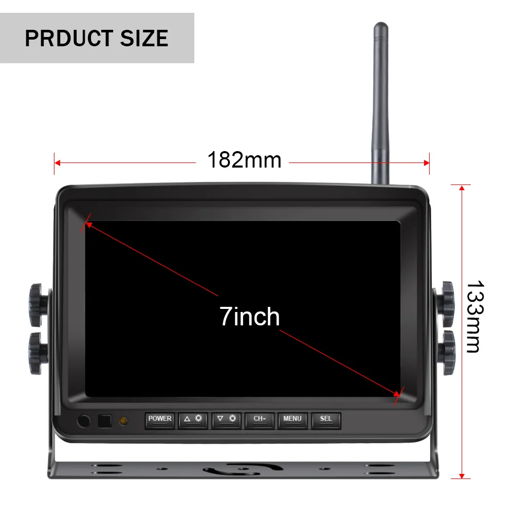 Monitor do carro sem fio para o sistema de estacionamento, tela do caminhão, CMOS IR, visão noturna, backup reverso, câmera WiFi, 7\