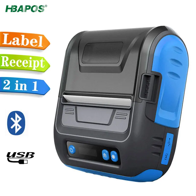 HBAPOS Thermal Receipt Printer 80mm Sticker Lable Maker Barcode USB Bluetooth for Office Shop Express Ticket