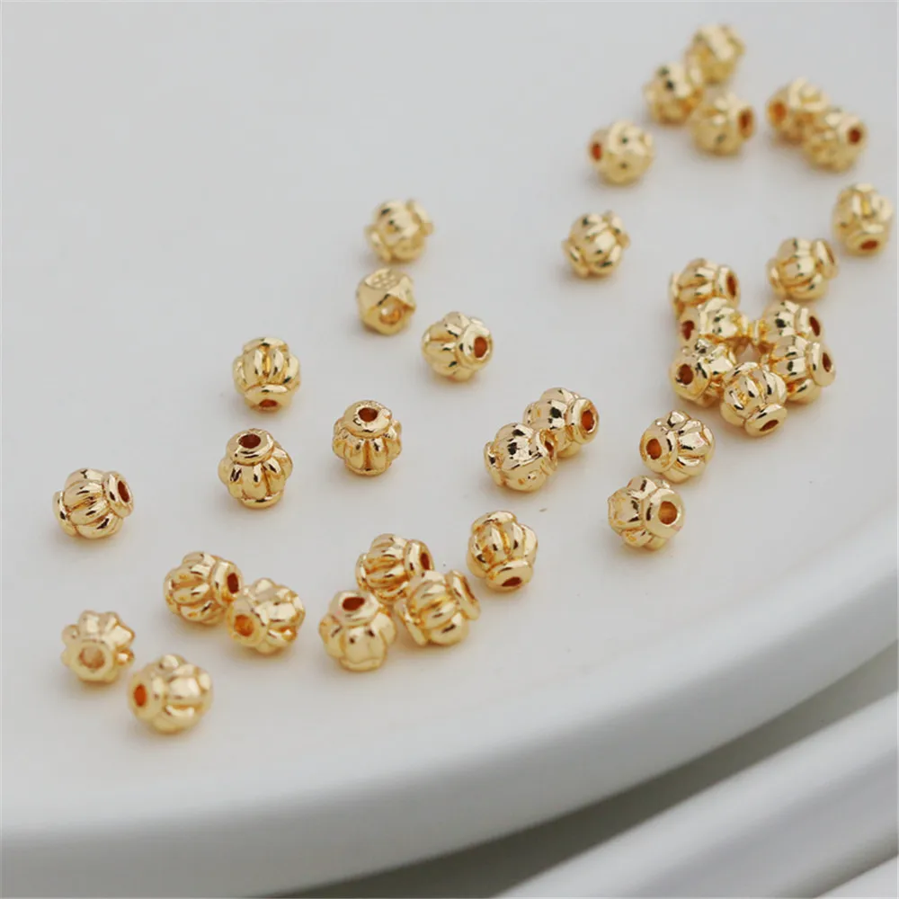 14K Gold Color Plated Lantern beads 4mm separate beads bracelet necklace jewelry DIY with beads jewelry loose beads