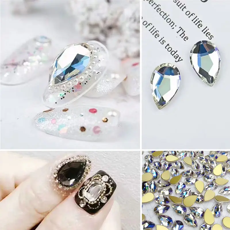 9x14mm Glamour Drops Nail Art Rhinestone Shiny 3D Strass Gemstones for DIY Nail  Decoration Free Shipping