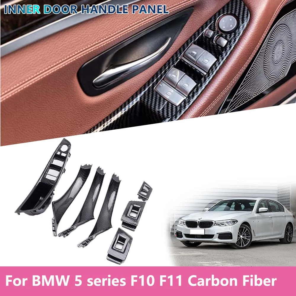 

For BMW 5 series F10 F11 Car Interior Inner Door Handle Panel Pull Trim Cover Left Hand Drive LHD 520i 2011~2017 Carbon Stickers