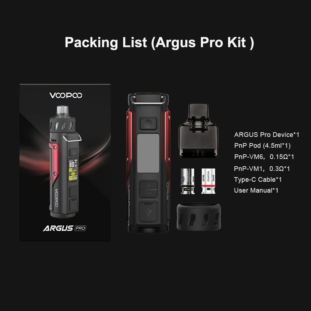 VOOPOO Argus Pro /Argus X Pod Mod Kit 80 Вт 4,5 мл PnP Pod Tank 3000 мАч батарея/без 18650 батарея Mod Vape Kit электронная сигарета