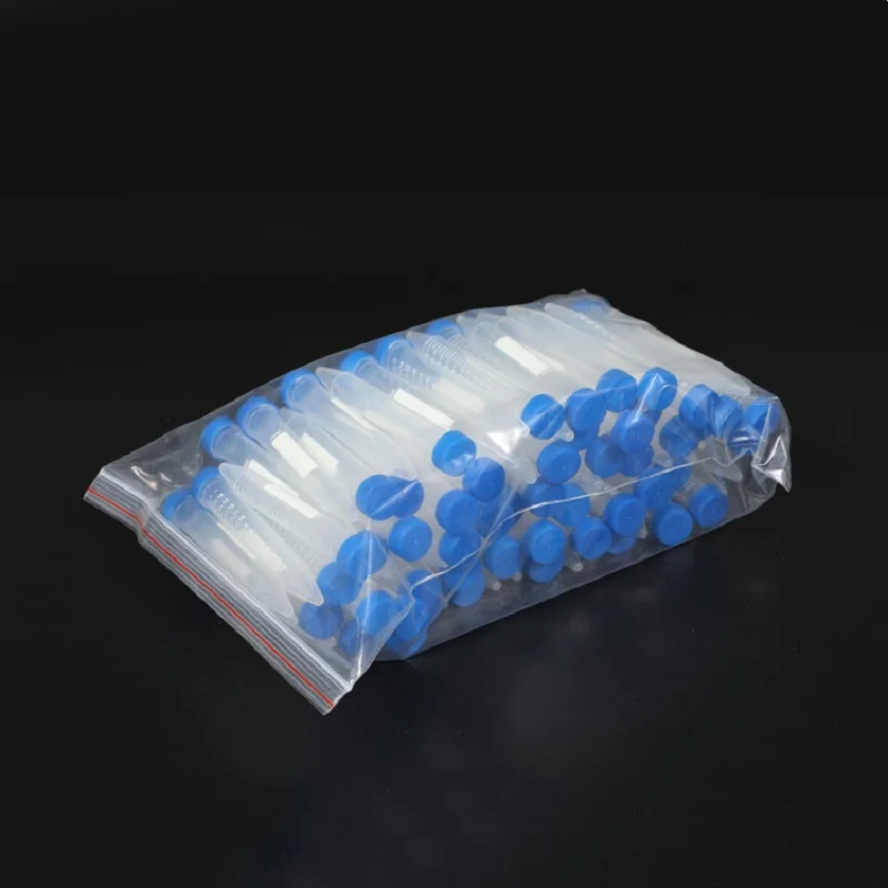 15ml Plastic Centrifuge Tubes, Conical Bottom, Graduated Marks, Blue Screw Cap, Pack of 100pcs