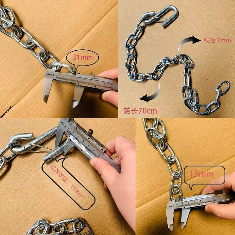 EgoTrailer 3500lbsTrailer Safety Wire Chains rope With S Spring Hooks Tie Down RV Parts Camper Caravan Accessories