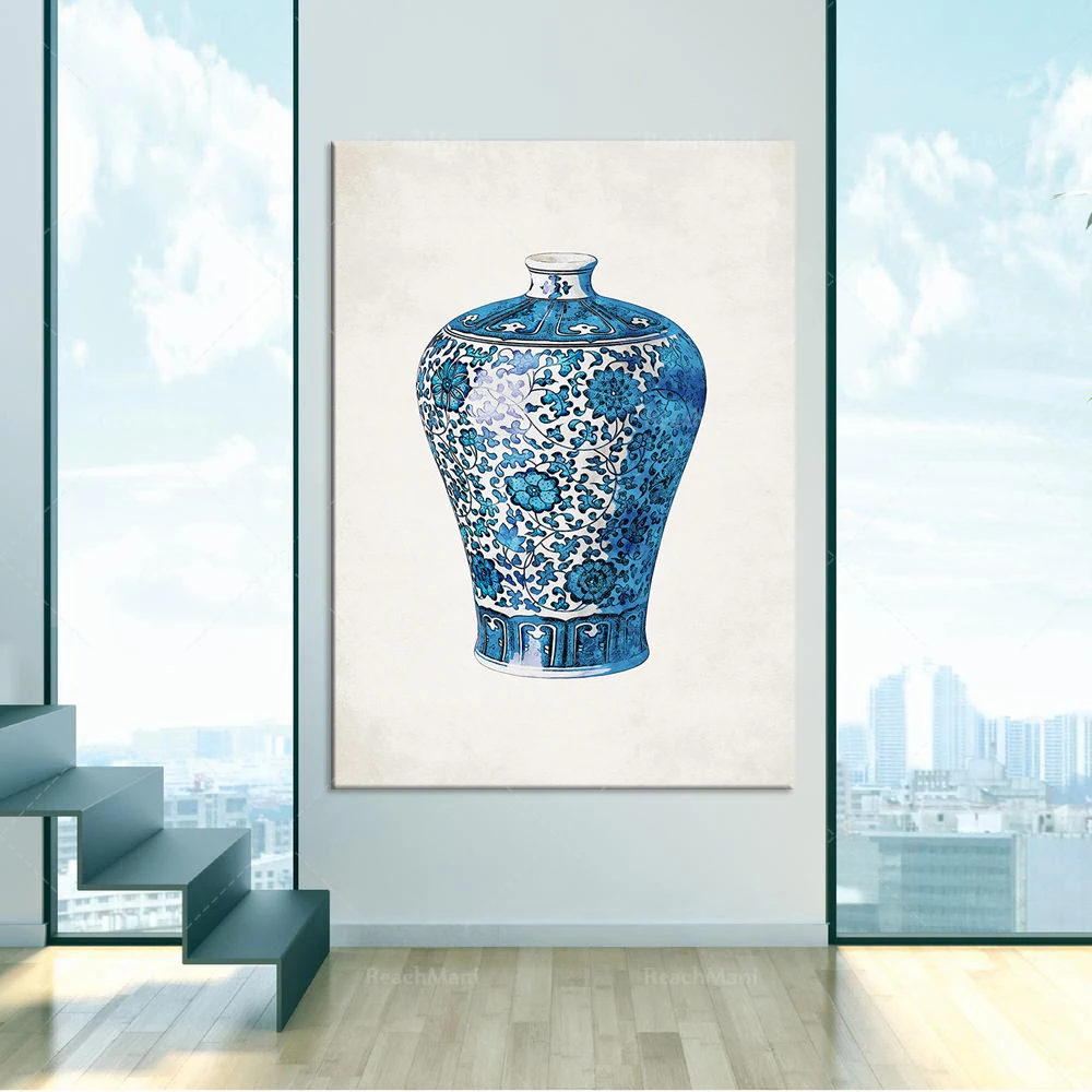 

Blue ginger jar prints, Chinese style French vase prints, Chinese vase prints, oriental prints, porcelain art posters