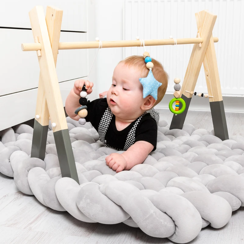 เด็กโบว์ตุ๊กตา Handmade Soft ผ้าฝ้ายเนอสเซอรี่พรม Decor หมอน Activity Play Mat สำหรับเด็ก