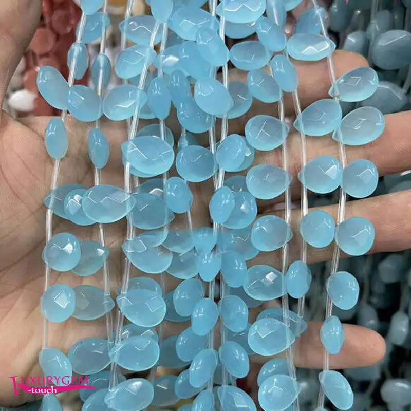 Natural Multicolor Stone Glass Spacer Loose Beads 10x14mm Faceted Drop Shape DIY Jewelry Making Accessories wk455