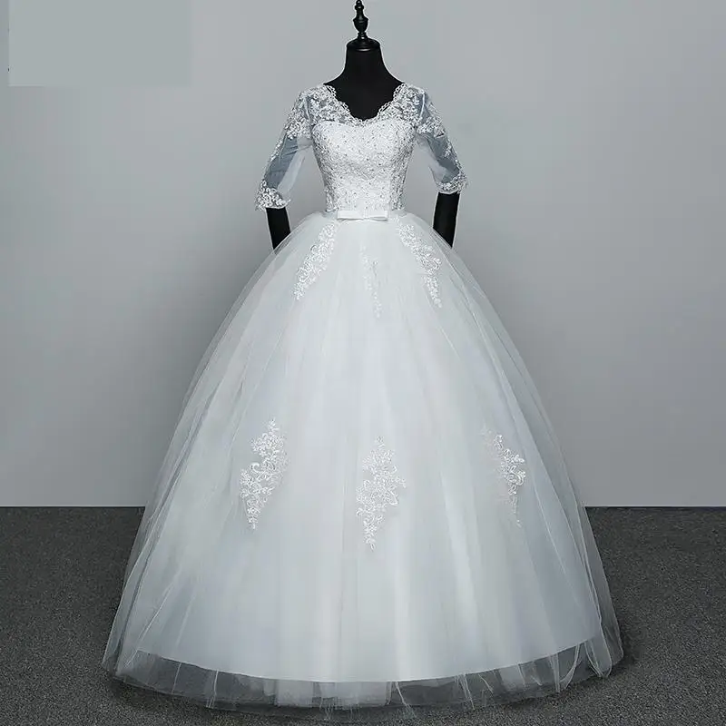 Vestidos De novia gran oferta elegante princesa ajustar encaje manga tres cuartos Vestidos De novia Vestidos De novia De talla grande personalizado