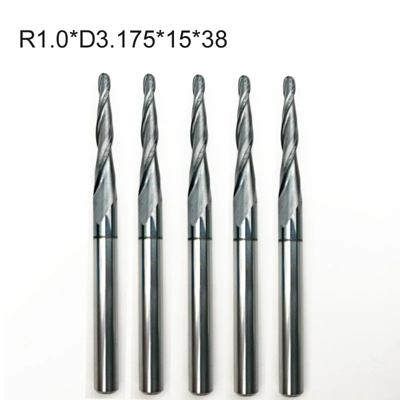 

Концевая фреза с коническим шариком, 3,175 мм, 1/8 дюйма, 5 шт.