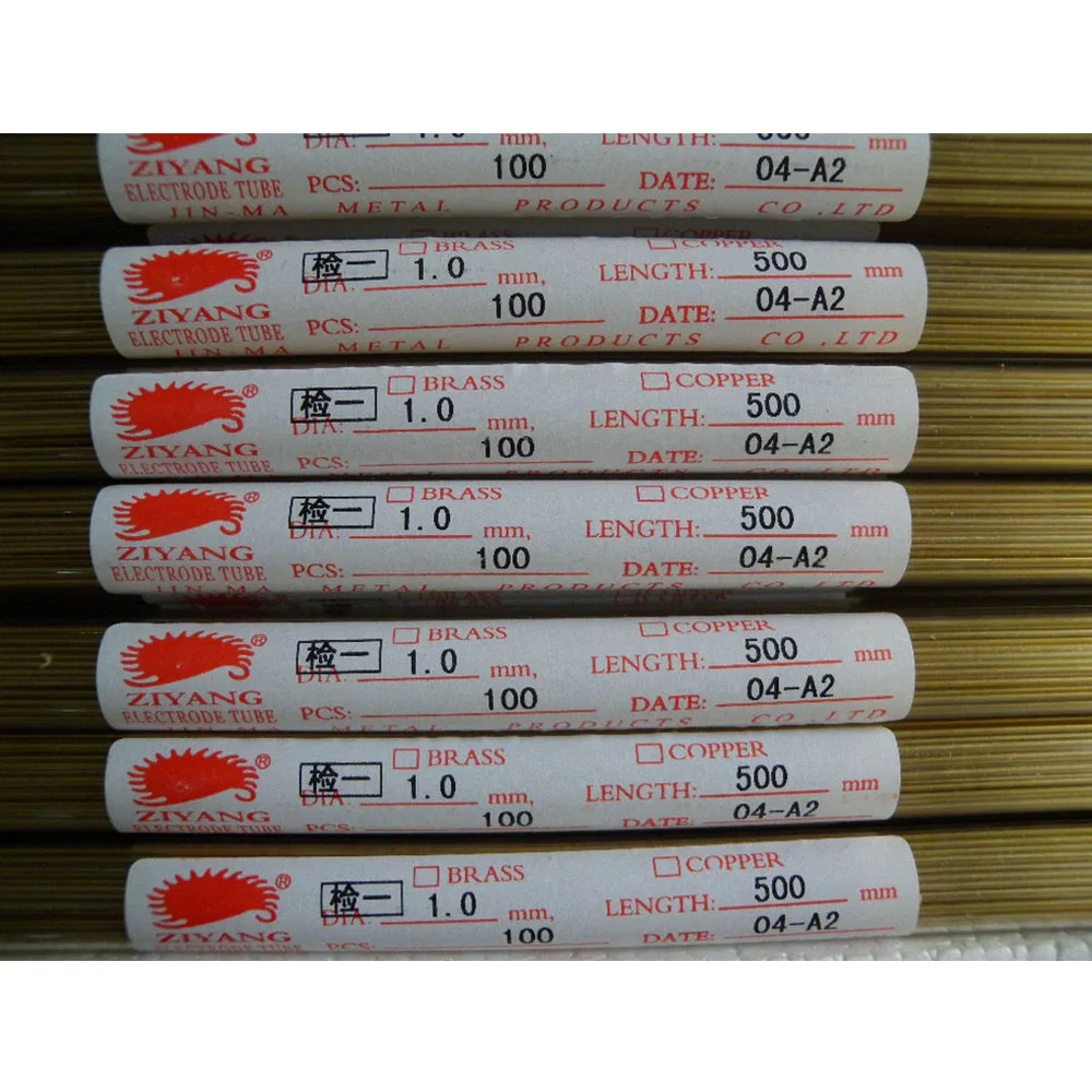 EDM Ziyang الحفر النحاس القطب الكهربائي أنبوب OD1.0 * 500mm ID 0.3mm ثقب واحد لآلة الحفر EDM
