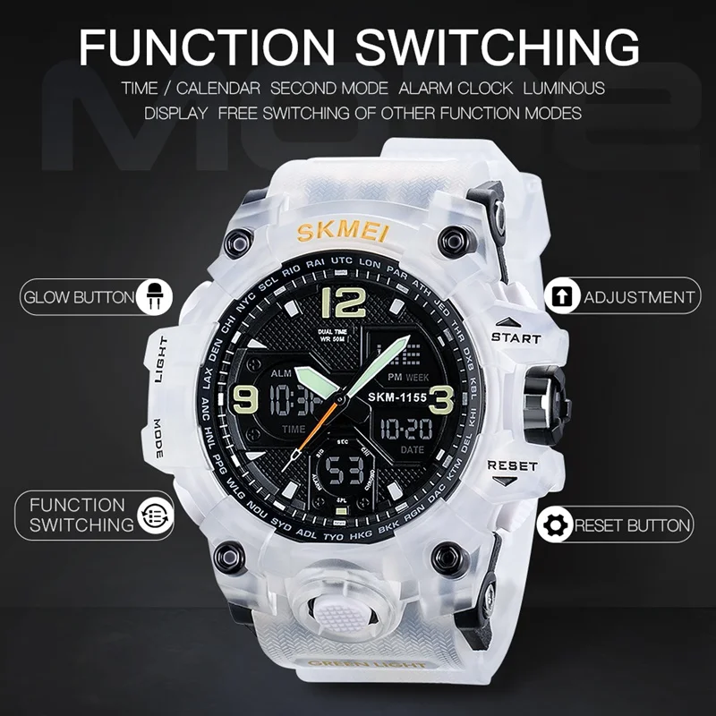 Skmei Heren Horloges Fashion Sport Militaire Quartz Digitale Waterdichte Swim Stopwatch Horloges Klok Man Relogio Masculino