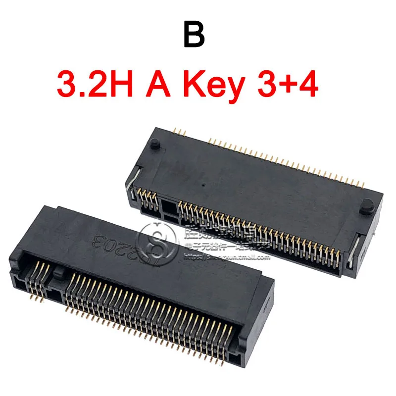 2pcs M.2 Connector 67P A E M KEY NGFF interface socket SSD socket H=3.2 / 4.2 / 4.8 / 6.7 / 8.5 M.2 SSD Slot NGFF Socket Hot New