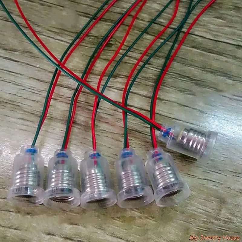 10PCS E10 Lamp Holder With Wire Small Lampholder E10 Base Teaching Instrument Experiment Wire Length 20cm Base E10 Lampholder