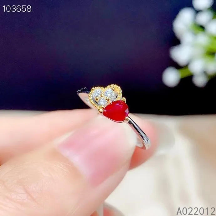 

KJJEAXCMY fine jewelry natural Ruby 925 sterling silver girl new adjustable gemstone ring Gift Birthday Party Wedding Engagement