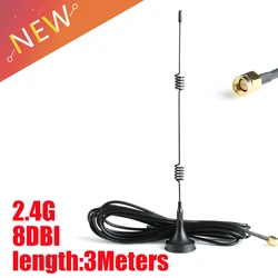 8dbi WIFI Antenna 2.4G antenna RP SMA Male RG174 with Magnetic base for Router Camera Signal Booster