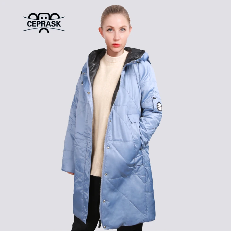 CEPRASK 2023 Spring Jacket Women Autumn Windproof High Quality Thin Parka Quilted Long Outerwear Hooded Coat Female New Designs