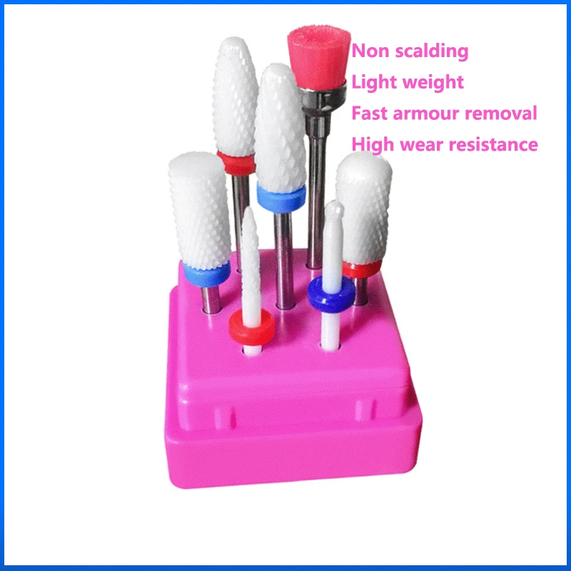 Nail Art Ceramic Polishing Head Set Electric Manicure Polishing Machine Replacement Parts Nail Drill Bit 7-Piece Set